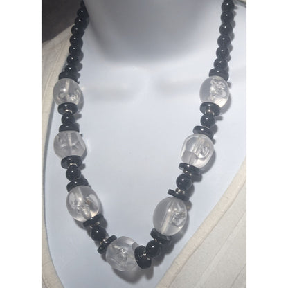 Black And Clear Beaded Ice Necklace