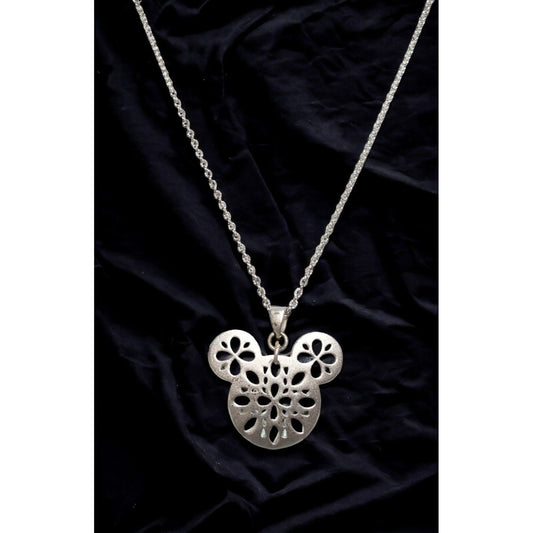 Disney Silver Snowflake Mickey Icon Necklace