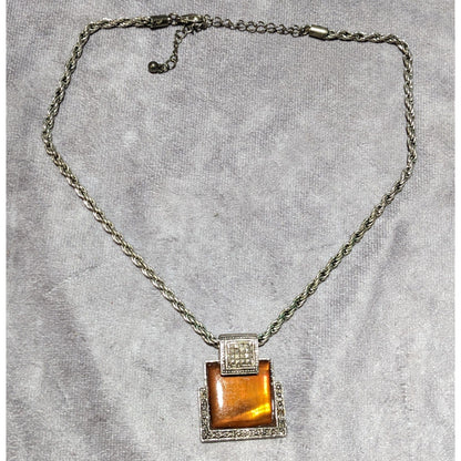 Vintage Honey Glass Geometric Pendant Necklace