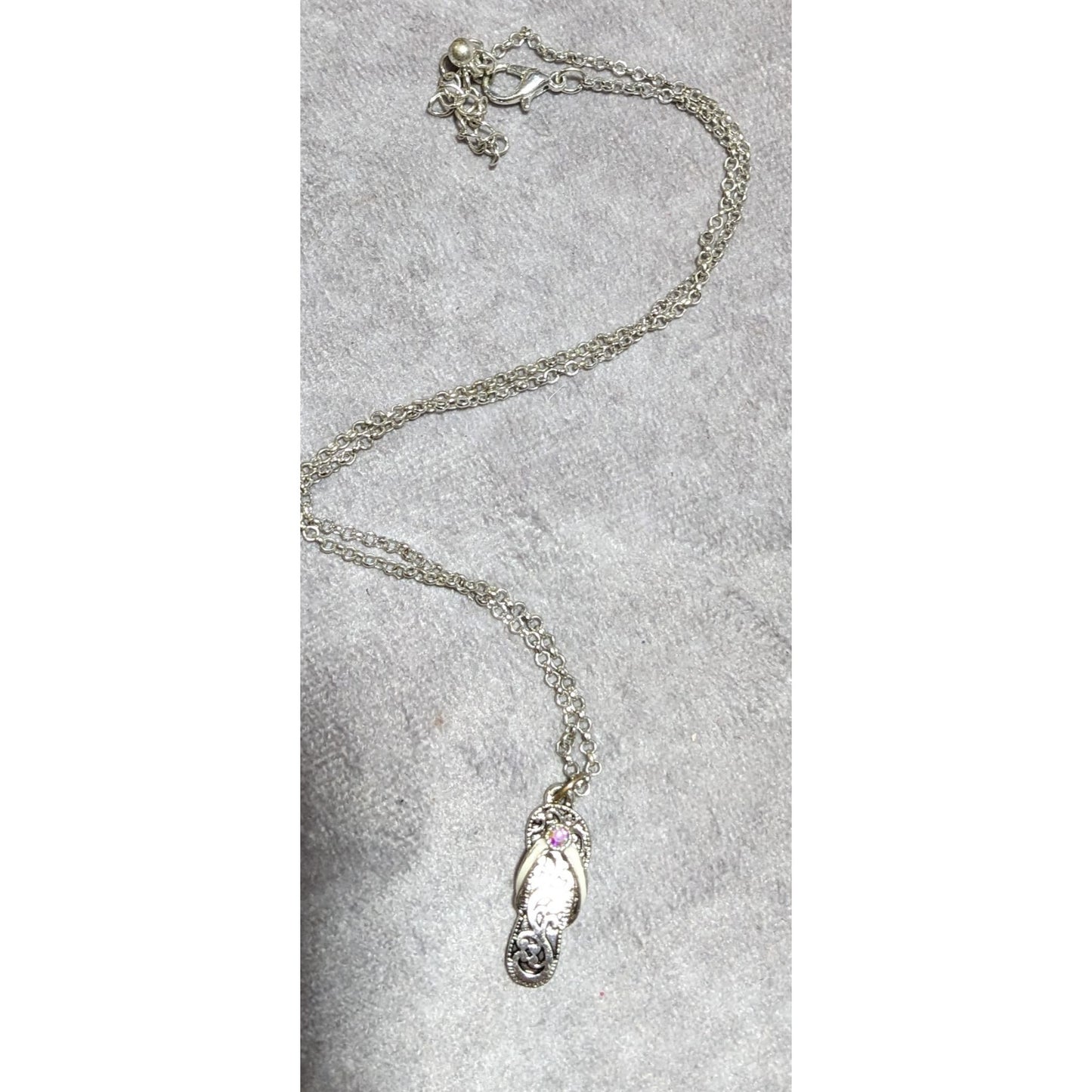 Silver Rhinestone Sandal Necklace