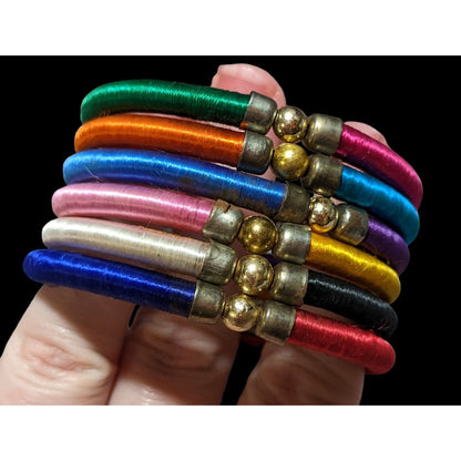 Rainbow Silk Thread Coil Bracelet