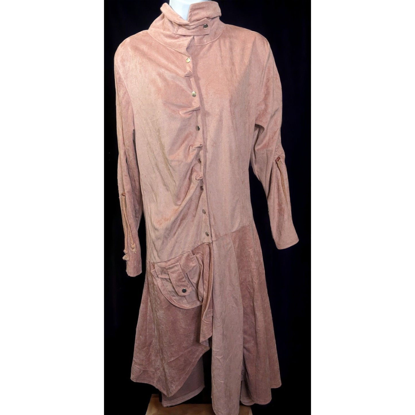 Pink Asymmetrical Pink Faux Suede Coat