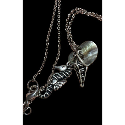 Seahorse Seashell Mermaid Charm Necklace