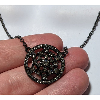 Gothic Rhinestone Snowflake Pendant Necklace