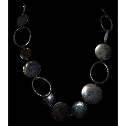 Modern Silver Disc And Loop Chain Necklace