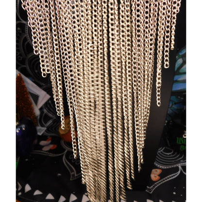Silver Tone Cascading Fringe Chain Necklace