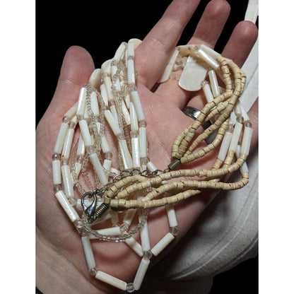 Mother Of Pearl Cream Beaded Shell Necklace