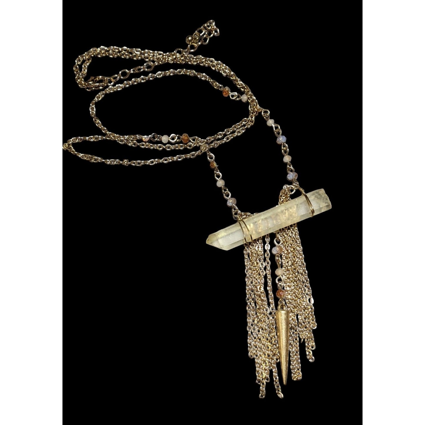 Mystical Bohemian Crystal Chain Fringe Necklace