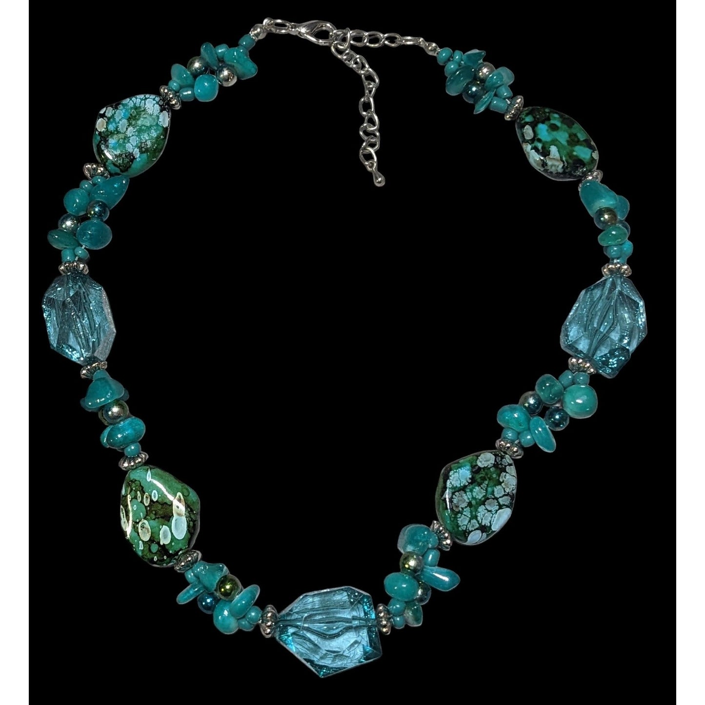 Chunky Turquoise Abstract Beaded Necklace