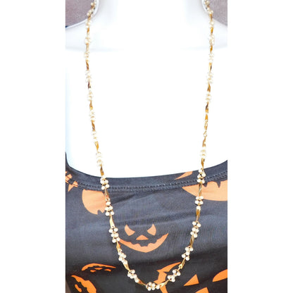 Gold Pearl Floral Necklace