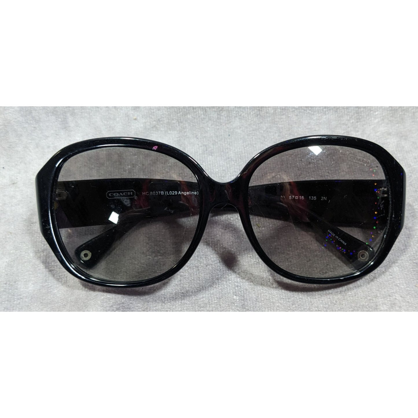 Glam Goth Coach HC8037B Angeline Black And Rhinestone Sunglasses