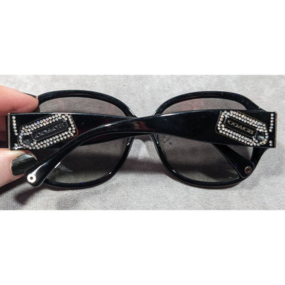 Glam Goth Coach HC8037B Angeline Black And Rhinestone Sunglasses