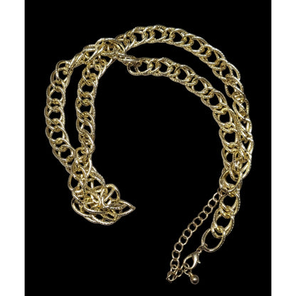 Lightweight Textured Gold Tone Chain Necklace