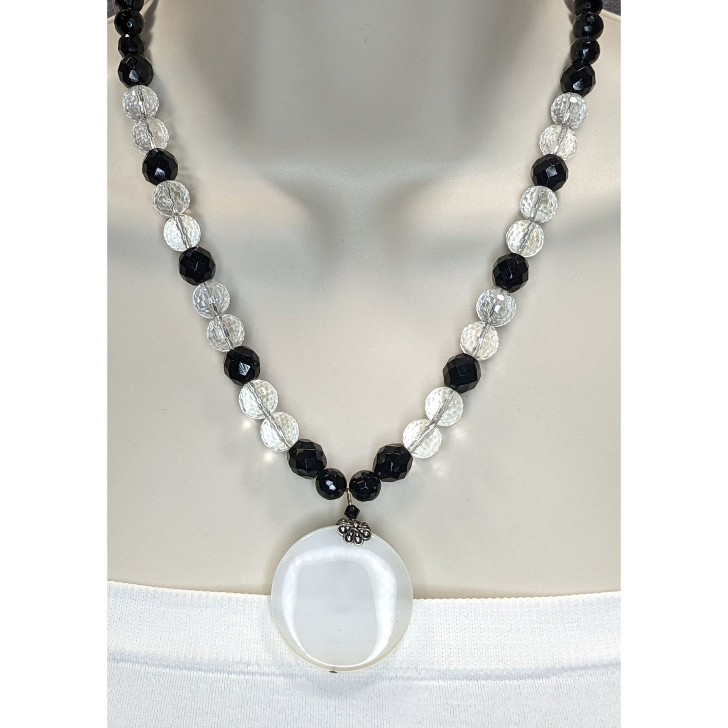 Vintage Crystal Glass Necklace Sterling Silver Box Clasp Black Tie Elegance