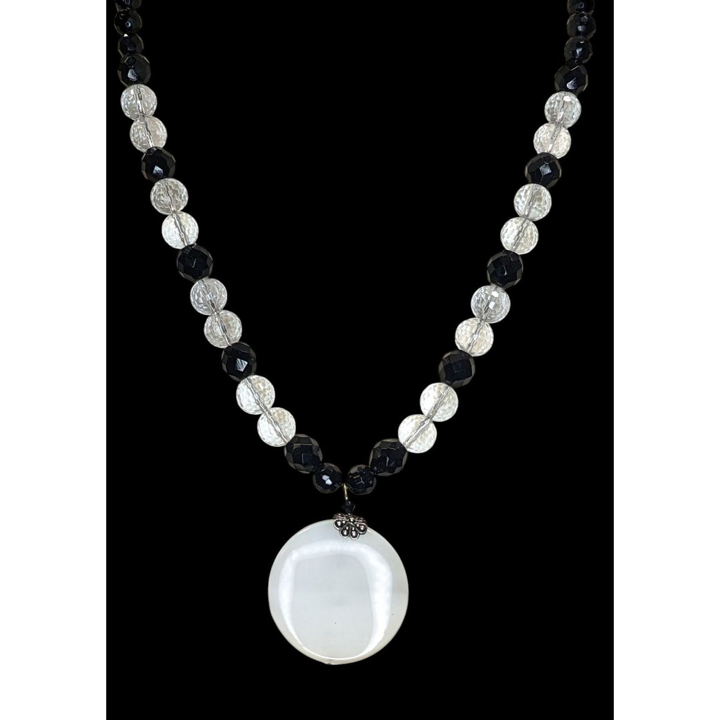 Vintage Crystal Glass Necklace Sterling Silver Box Clasp Black Tie Elegance