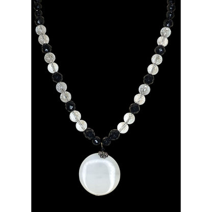 Vintage Crystal Glass Necklace Sterling Silver Box Clasp Black Tie Elegance