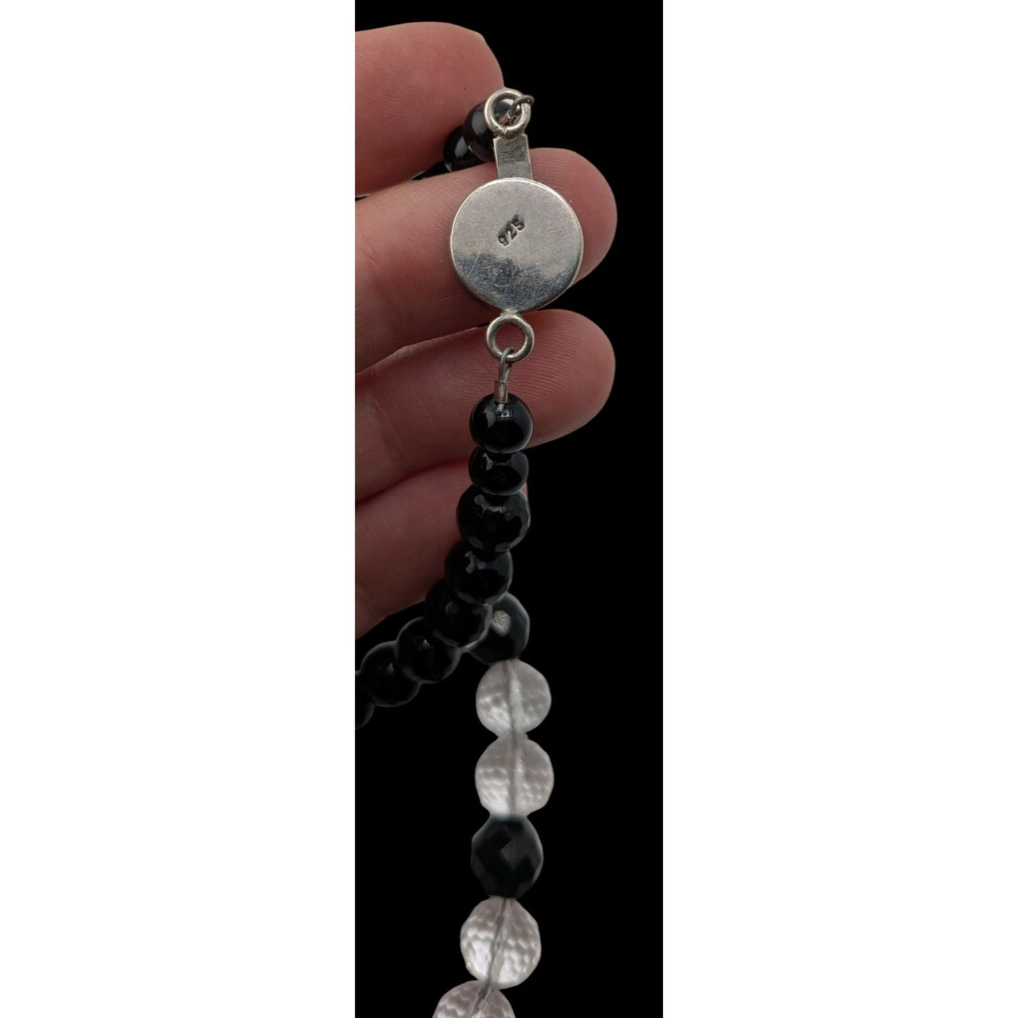 Vintage Crystal Glass Necklace Sterling Silver Box Clasp Black Tie Elegance
