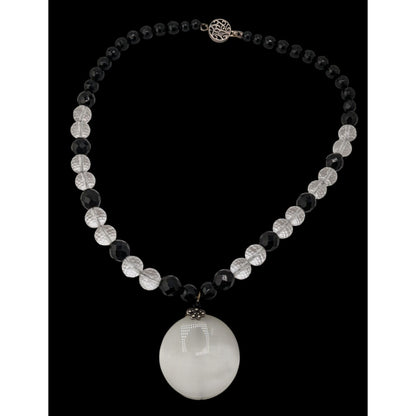 Vintage Crystal Glass Necklace Sterling Silver Box Clasp Black Tie Elegance