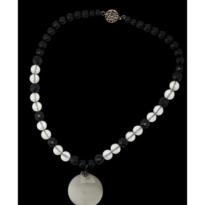 Vintage Crystal Glass Necklace Sterling Silver Box Clasp Black Tie Elegance