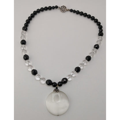 Vintage Crystal Glass Necklace Sterling Silver Box Clasp Black Tie Elegance