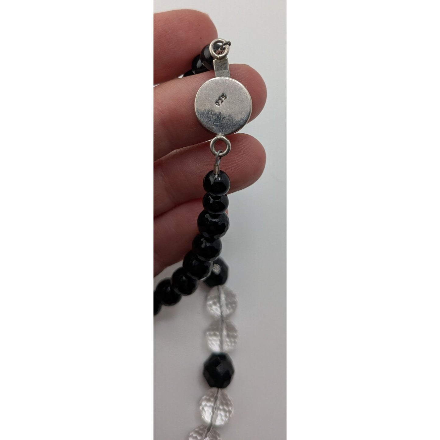 Vintage Crystal Glass Necklace Sterling Silver Box Clasp Black Tie Elegance