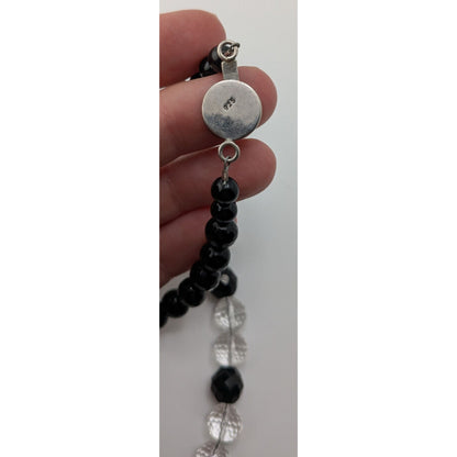 Vintage Crystal Glass Necklace Sterling Silver Box Clasp Black Tie Elegance