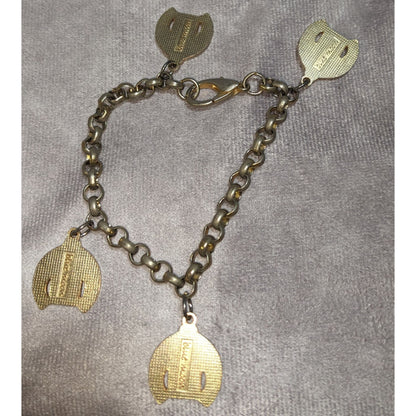 Vintage Retro Mod Blue Moon Enamel Sweater Charm Chain Bracelet
