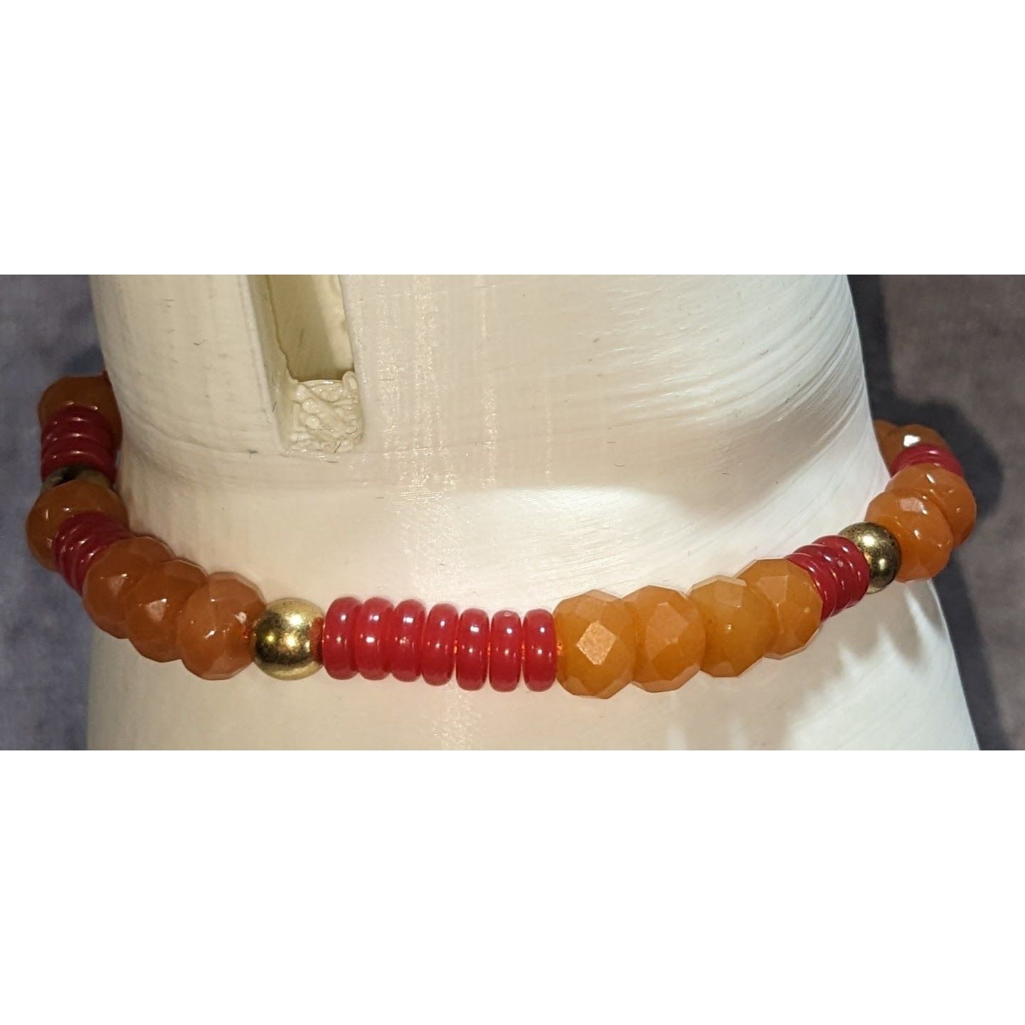 Boho Western Lucky Brand Orange Red Beaded Leather Tie Bracelet