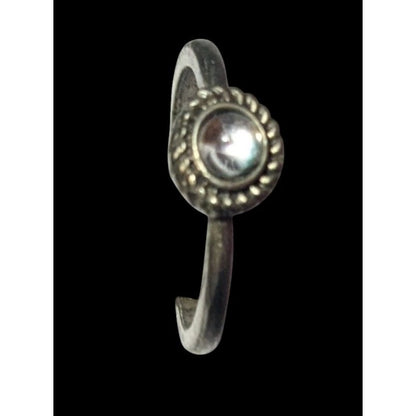 Minimalist Silver Tone Ring With Clear Cabochon Size 7