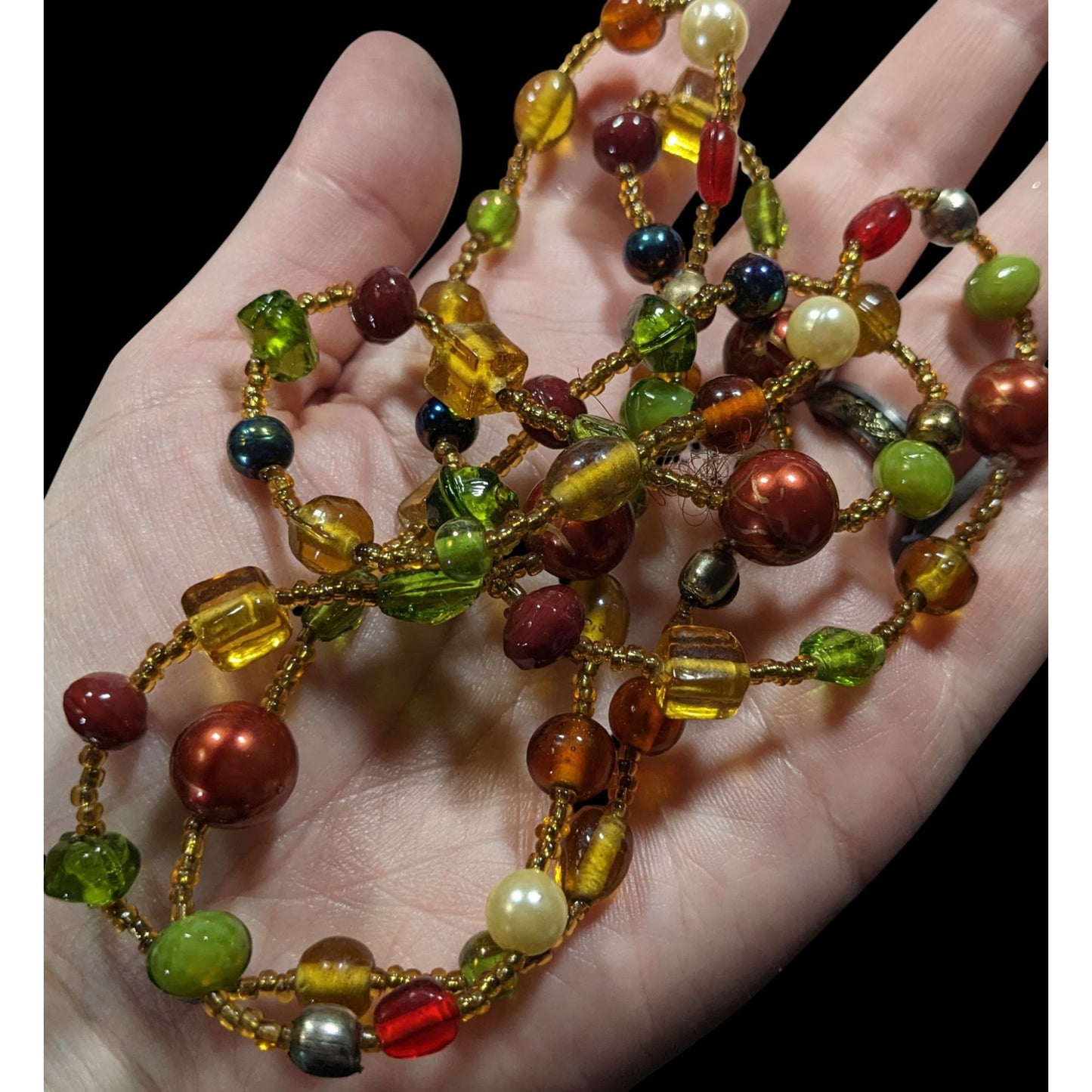 Vintage Handmade Earth Tone Glass Beaded Necklace