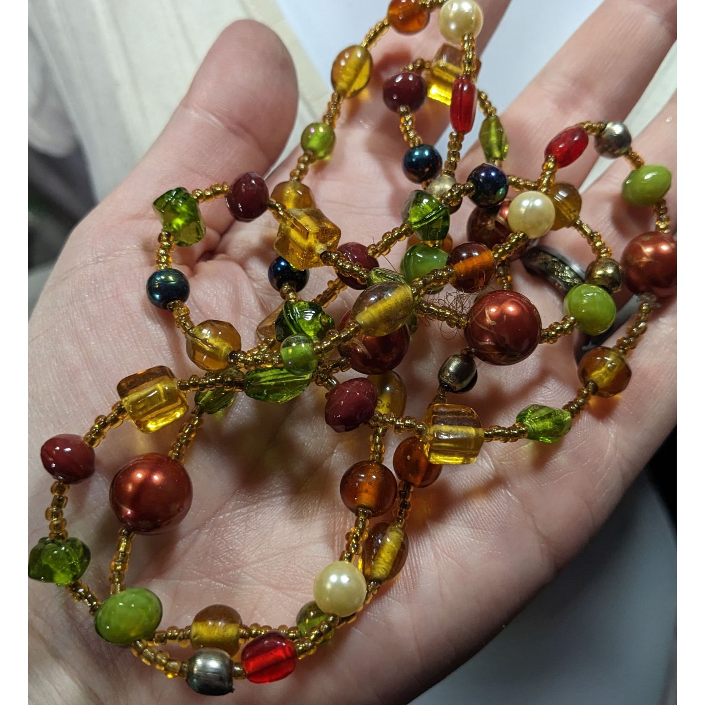 Vintage Handmade Earth Tone Glass Beaded Necklace