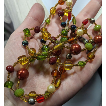 Vintage Handmade Earth Tone Glass Beaded Necklace