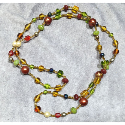 Vintage Handmade Earth Tone Glass Beaded Necklace