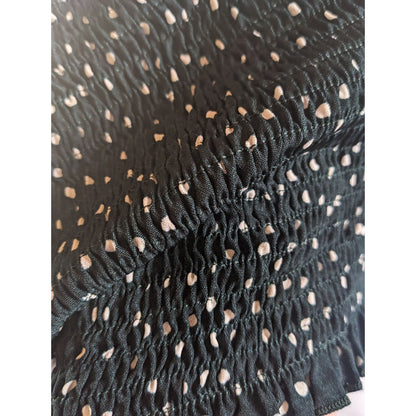 Summer Festival Green Polka Dot Smocked Crop Top With Ruffle Straps Stretchy Size 2XL