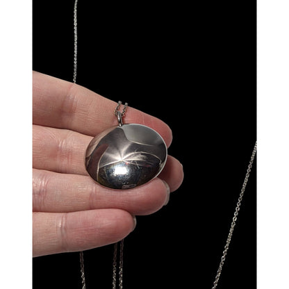 Loft Silver Tone Mirror Finish Medallion Necklace