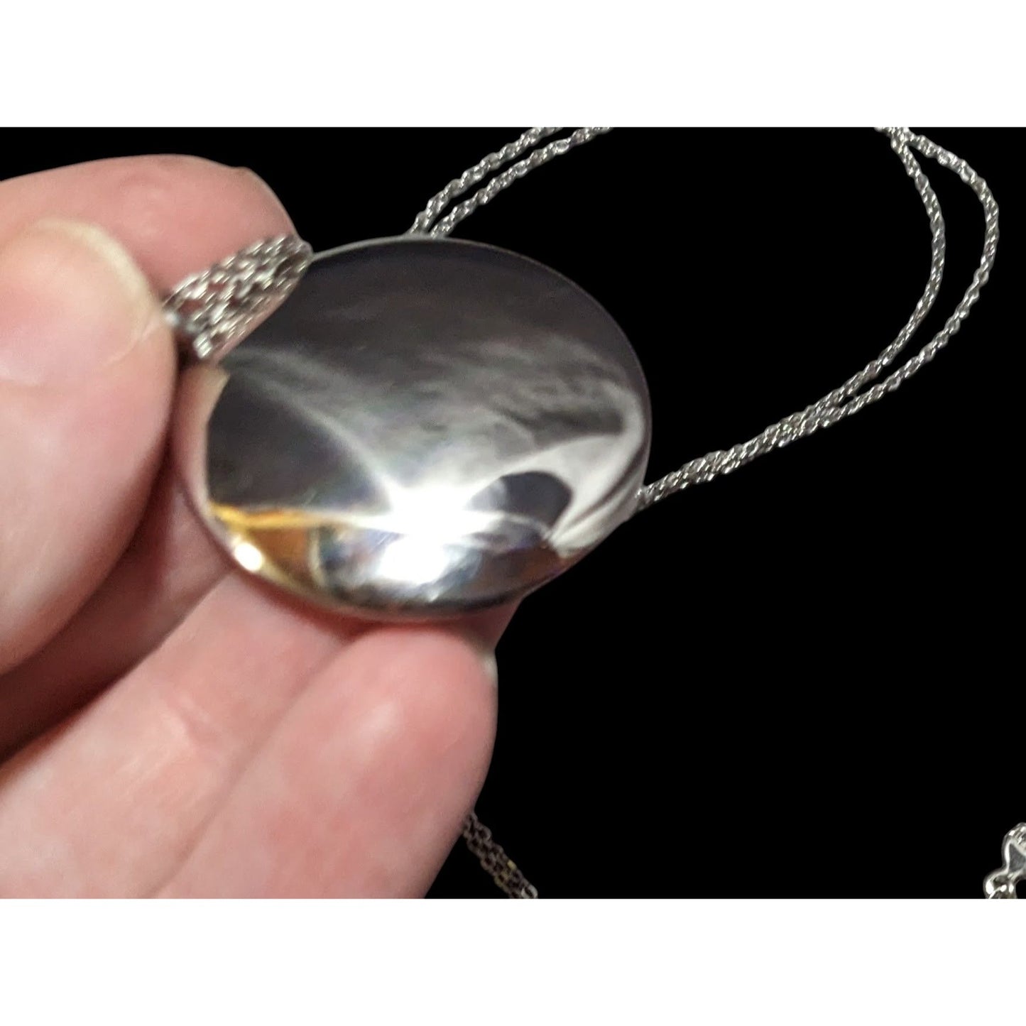 Loft Silver Tone Mirror Finish Medallion Necklace