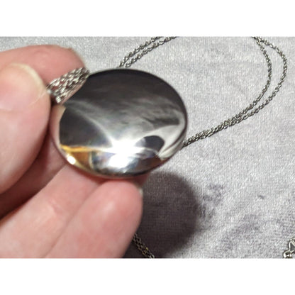 Loft Silver Tone Mirror Finish Medallion Necklace