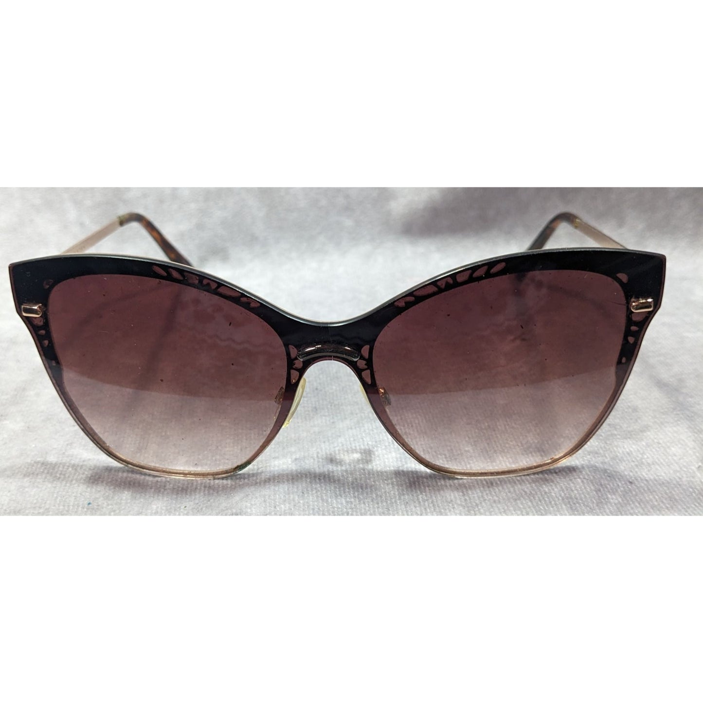 Martha Stewart Retro Cateye Brown And Gold Tone Sunglasses