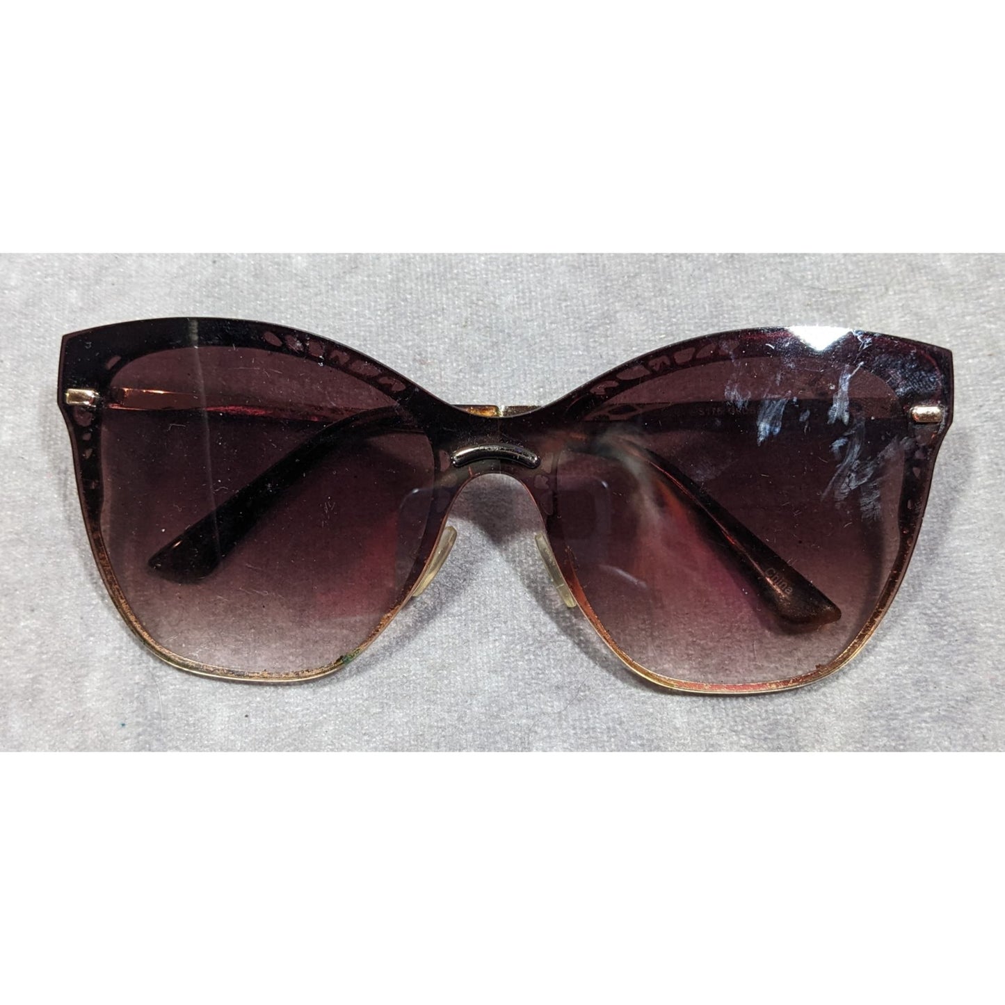 Martha Stewart Retro Cateye Brown And Gold Tone Sunglasses