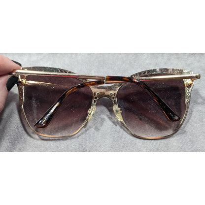 Martha Stewart Retro Cateye Brown And Gold Tone Sunglasses