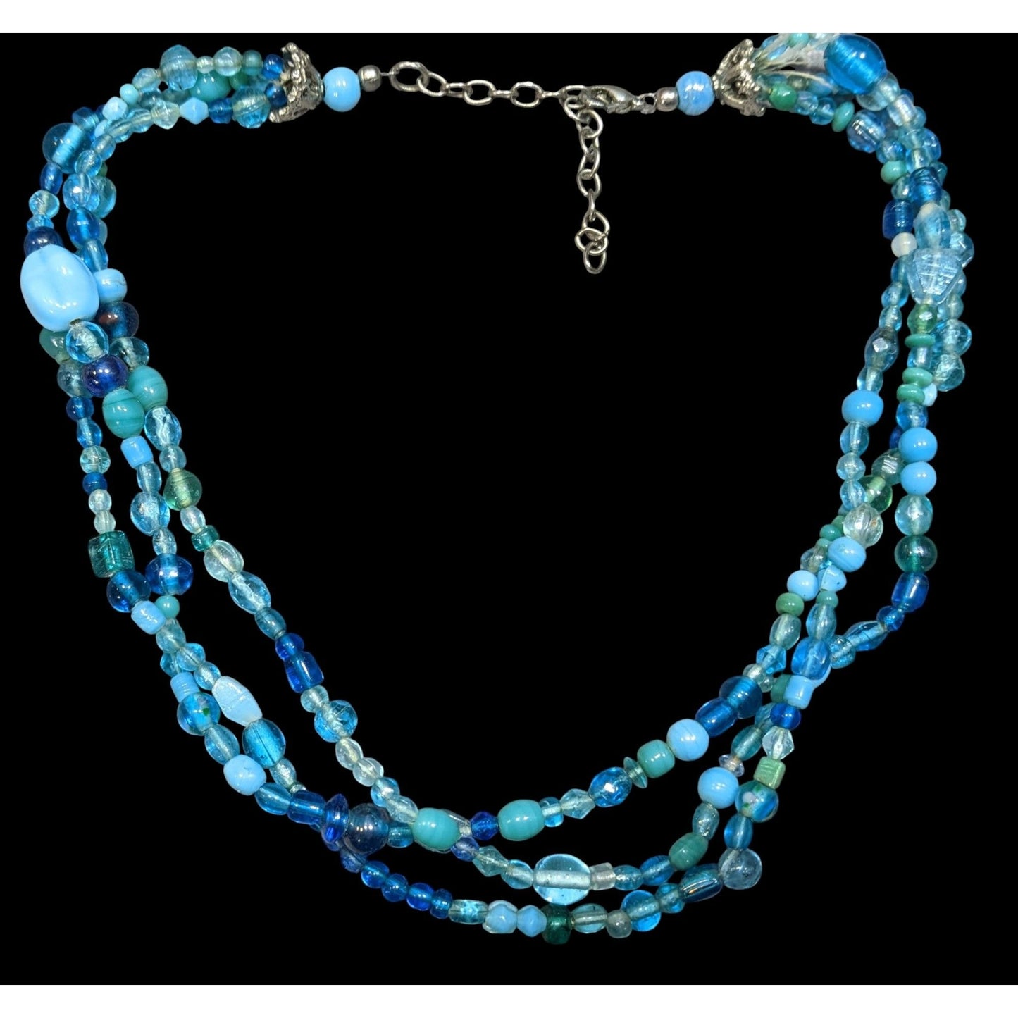 Mermaidcore Handmade Blue Glass Beaded Layered Necklace