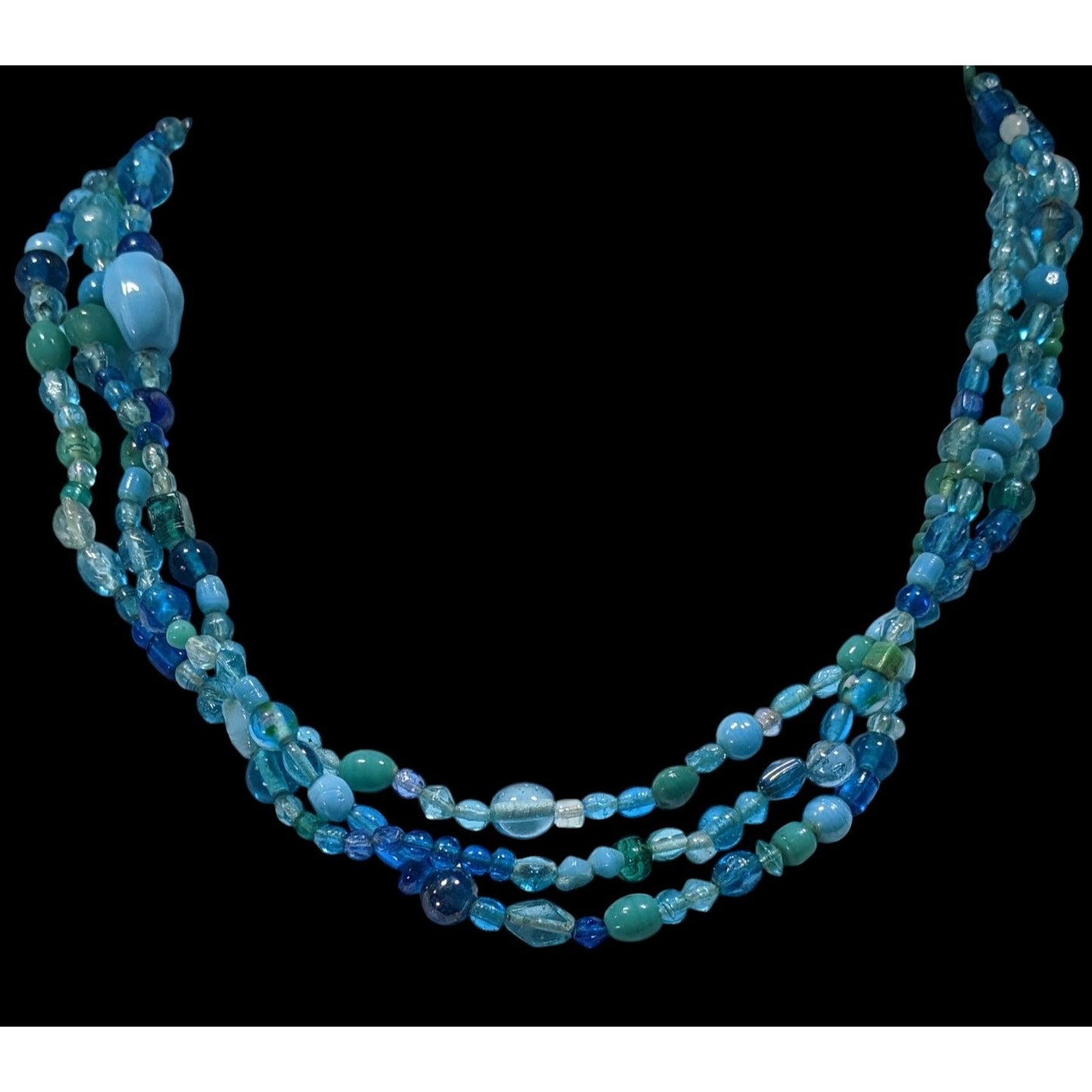Mermaidcore Handmade Blue Glass Beaded Layered Necklace