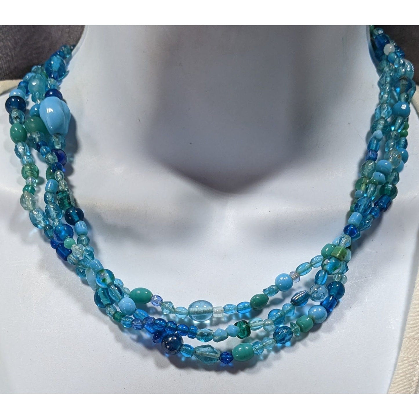 Mermaidcore Handmade Blue Glass Beaded Layered Necklace