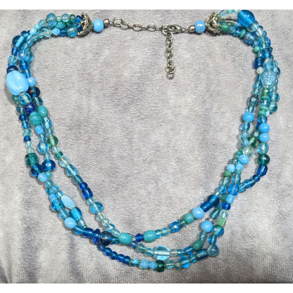 Mermaidcore Handmade Blue Glass Beaded Layered Necklace