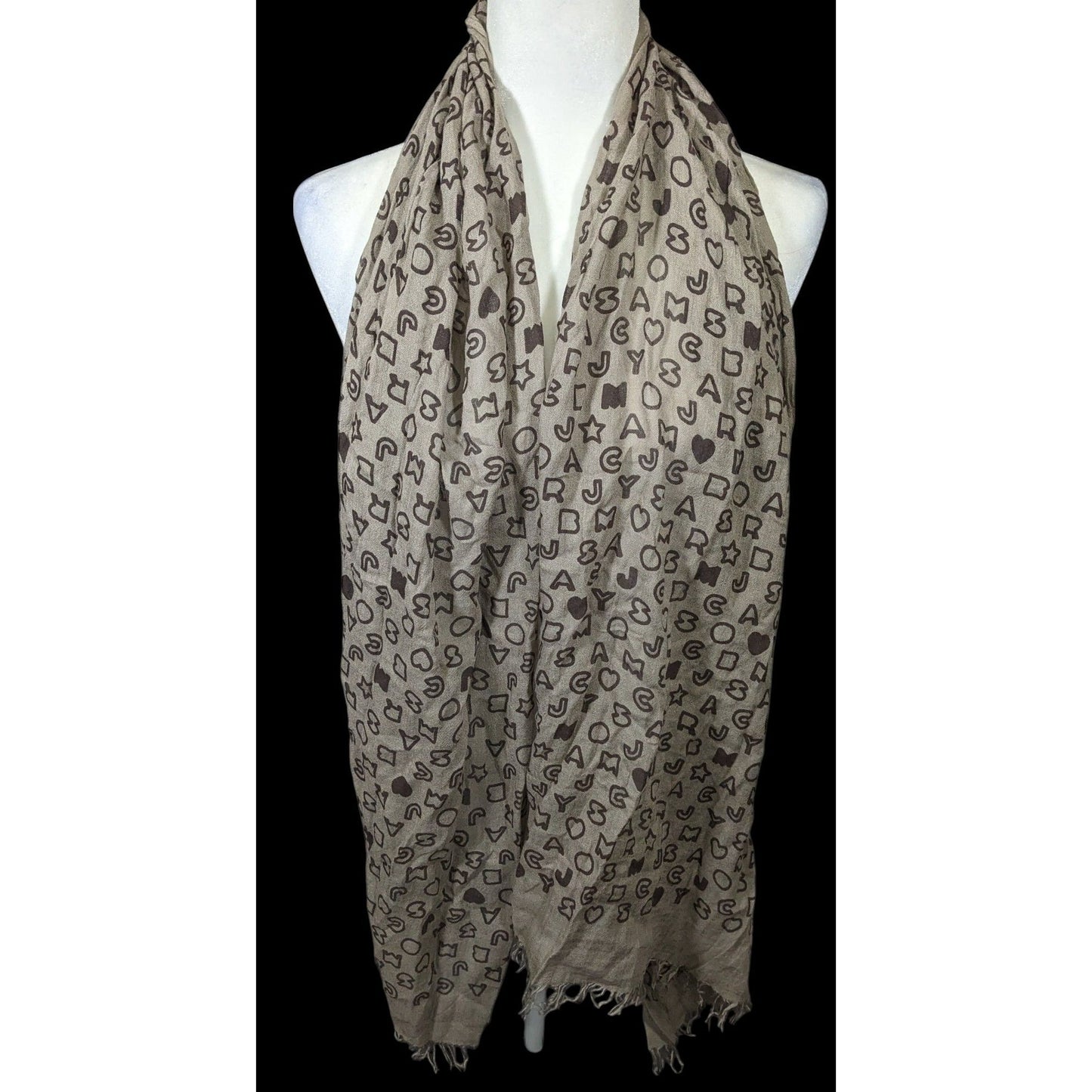 Marc By Marc Jacobs Grey And Black Allover Letter Print Scarf