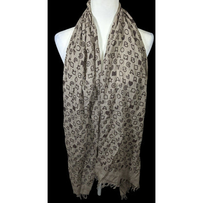 Marc By Marc Jacobs Grey And Black Allover Letter Print Scarf