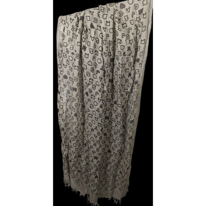 Marc By Marc Jacobs Grey And Black Allover Letter Print Scarf