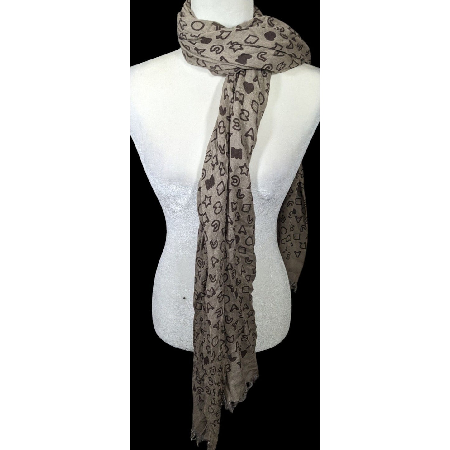 Marc By Marc Jacobs Grey And Black Allover Letter Print Scarf