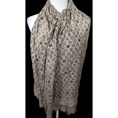 Marc By Marc Jacobs Grey And Black Allover Letter Print Scarf