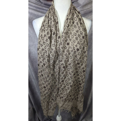 Marc By Marc Jacobs Grey And Black Allover Letter Print Scarf